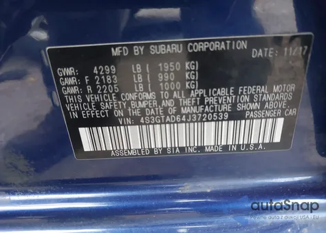 2018 Subaru Impreza 2.0I Premium from USA, damaged, VIN 4S3GTAD64J3720539